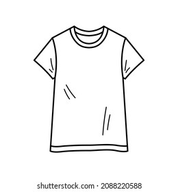 Hand-drawn icon of T-Shirt. Outline symbol. Vector illustration in doodle sketch style.