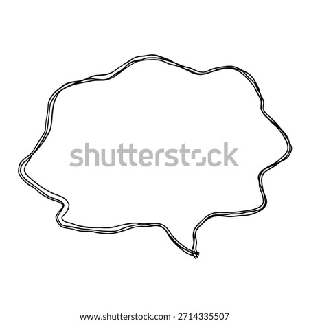 A hand-drawn icon of a wavy speech bubble. A monochrome vector illustration with multiple overlapping lines.