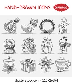 Hand-drawn icons. Christmas