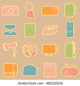hand-drawn icons household appliances