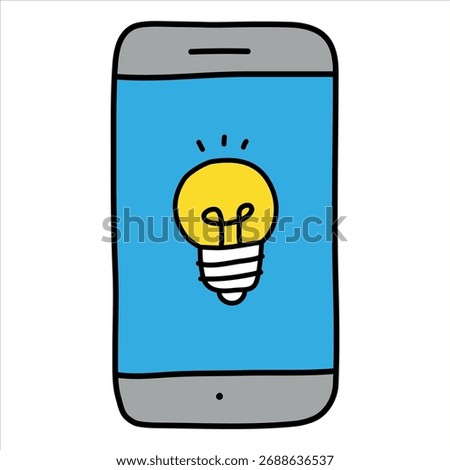 Hand-drawn idea icon. Smartphone creativity vector icon.