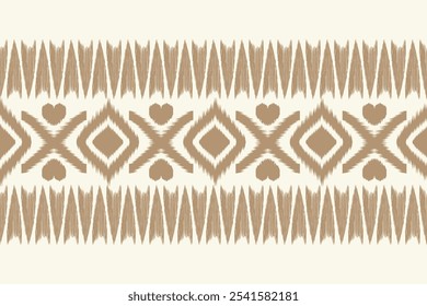 Ornamento folclórico geométrico Ikat desenhado à mão com diamantes. Textura de vetores étnicos tribais. Padrão listrado sem costura em estilo asteca. Ótimo para têxteis, banners, papéis de parede e design de vetor de envoltória.