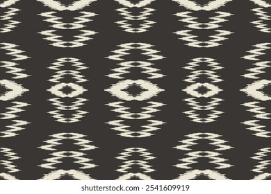 Hand-drawn Ikat geometric folklore ornament with diamonds. Tribal ethnic vector texture. Seamless striped pattern in Aztec style. Great for textiles, banners, wallpapers, and wrapping vector design.