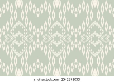 Hand-drawn Ikat geometric folklore ornament with diamonds. Tribal ethnic vector texture. Seamless striped pattern in Aztec style. Great for textiles, banners, wallpapers, and wrapping vector design.