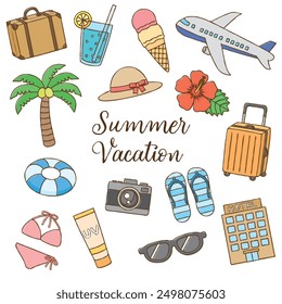 hand-drawn Illustration about summer travel and vaction