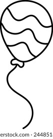 Hand-drawn illustration of a balloon with swirling lines creating a dynamic and playful visual effect.