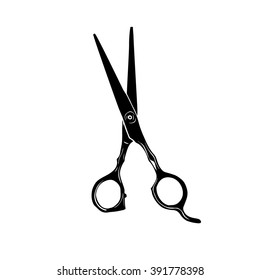 Hand-drawn Illustration Barber Scissors Isolated On White Background. Vector.