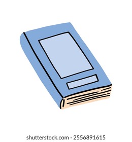 A hand-drawn illustration of a blue book, ideal for educational, academic, and creative designs. Perfect for digital, print, and web content focused on learning, reading, and literature.