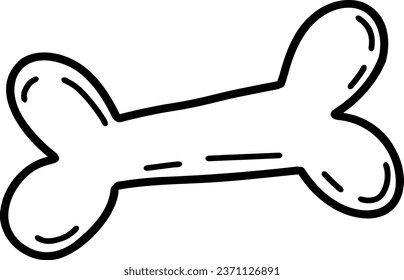 Hand-drawn illustration of bones for Halloween. Vector illustration of a bone on a transparent background.Black and white illustration.
