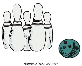 hand-drawn illustration, bowling, game, balls, bowling, Doodle