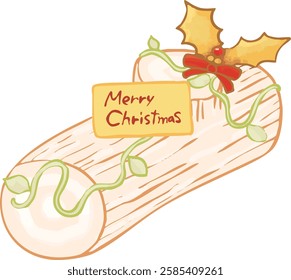 Hand-drawn illustration of Buche de Noel