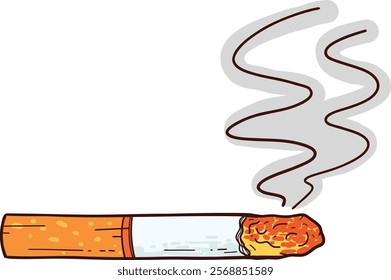 hand-drawn illustration of a burning cigarette with smoke