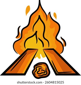 Hand-drawn illustration of a campfire. Campfire vector