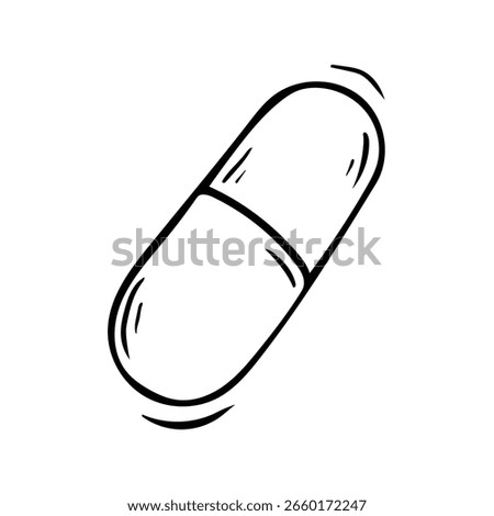 Hand-drawn illustration of a capsule.