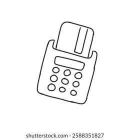 Hand-Drawn Illustration of a Card Reader Device for Payment Transactions