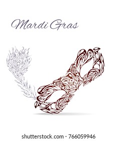 Hand-drawn illustration of carnival mask. Mardi Gras