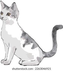 Hand-drawn illustration of a cat