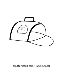 hand-drawn illustration of a cat carrier. Isolated, on a white background