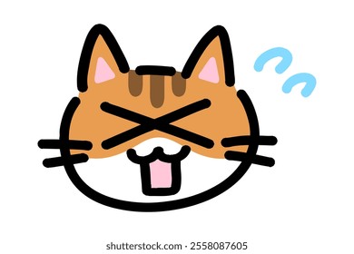 hand-drawn illustration of cat in a hurry because of failure