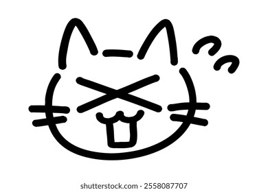 hand-drawn illustration of cat in a hurry because of failure