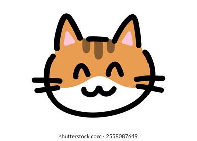 hand-drawn illustration of a cat with a smile
