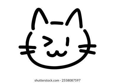 hand-drawn illustration of a cat winking