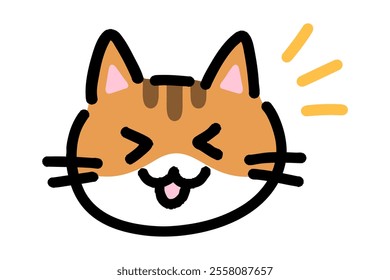 hand-drawn illustration of cheerful and bright cat