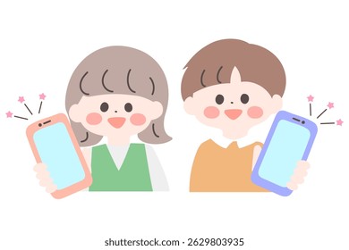 Ilustração desenhada à mão de uma criança mostrando uma tela de smartphone
