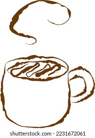 Hand-drawn illustration of a coffee cup (black and white)