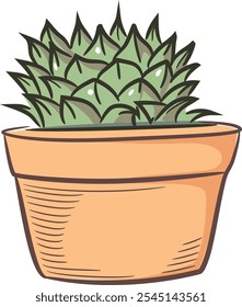 Hand-drawn illustration of a colored cactus