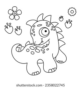 Hand-drawn illustration coloring book dinosaur