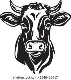 Hand-drawn illustration of a cow, perfect for farm-themed designs, rustic artwork, or agricultural projects.