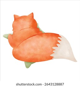 A hand-drawn illustration of a cozy little fox nestled in autumn leaves, capturing the warmth and charm of fall.