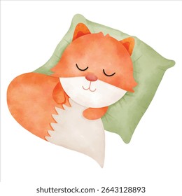 A hand-drawn illustration of a cozy little fox nestled in autumn leaves, capturing the warmth and charm of fall.