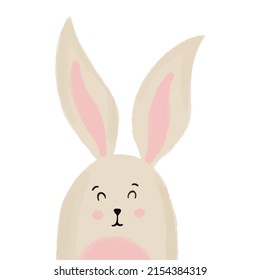 Hand-drawn illustration of a cute rabbit, bunny, vector
