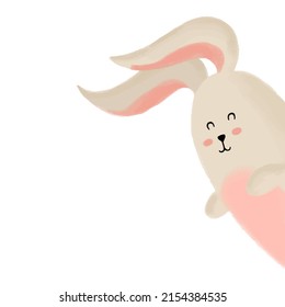 Hand-drawn illustration of a cute rabbit, bunny, vector