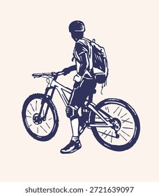 Dibujado a mano ilustración de un ciclista.