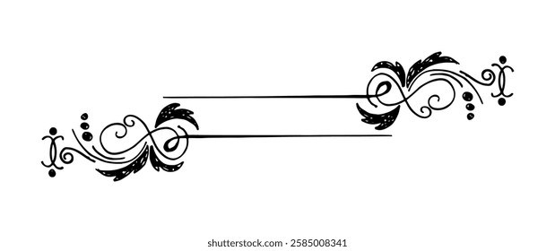 Hand-drawn illustration of a decorative divider, title decoration vector element.