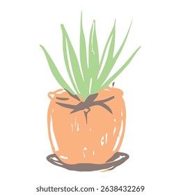 A hand-drawn illustration of an Echeveria succulent in a terracotta pot, featuring minimalist design with clean lines. Ideal for home decor, botanical art, and eco-friendly interior design.