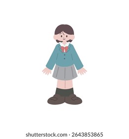 Hand-drawn illustration of a female student [full body]