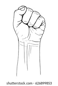 Hand-drawn illustration of fist isolated on white
