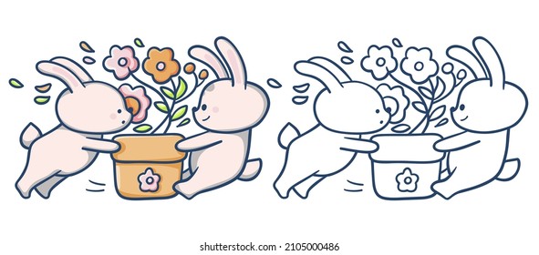 Handdrawn Illustration Funny Cartoon Bunny Painted Stock Vector Royalty Free