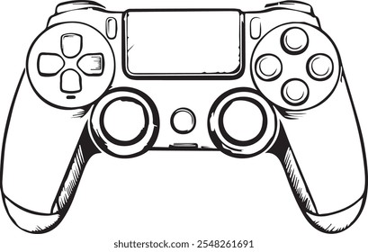 Ilustração desenhada à mão de um controlador de jogo em um estilo minimalista. Perfeito para projetos de jogos, designs de camisetas, cartazes e mídia digital. Formato de vetor para fácil personalização.