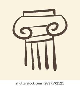Handdrawn illustration of an Greece History Ionic Collumn