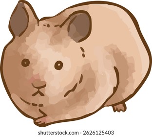 Uma ilustração desenhada à mão de um hamster segurando suas mãos.