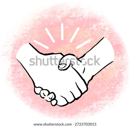 Hand-drawn illustration of hands shaking - Image of cooperation and compassion