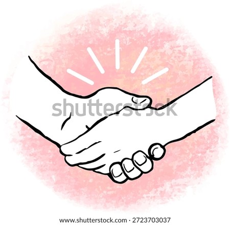 Hand-drawn illustration of hands shaking - Image of cooperation and compassion