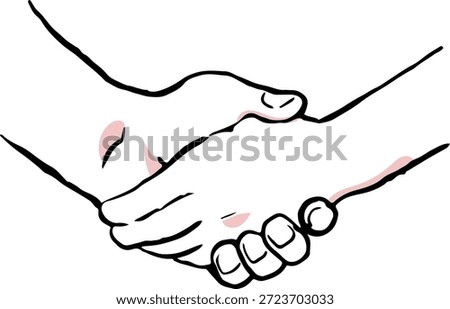 Hand-drawn illustration of hands shaking, line drawing