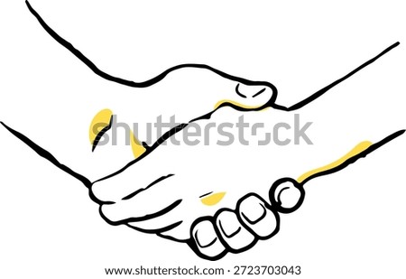 Hand-drawn illustration of hands shaking, line drawing