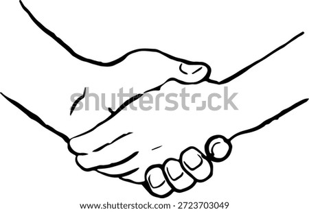 Hand-drawn illustration of hands shaking, line drawing
